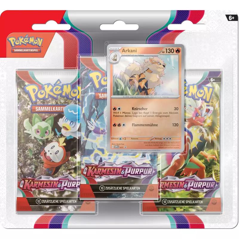 Preview: Pokemon TCG - 3er-Pack-Blister - Arkani/ Herashai - Karmesin & Purpur - DE