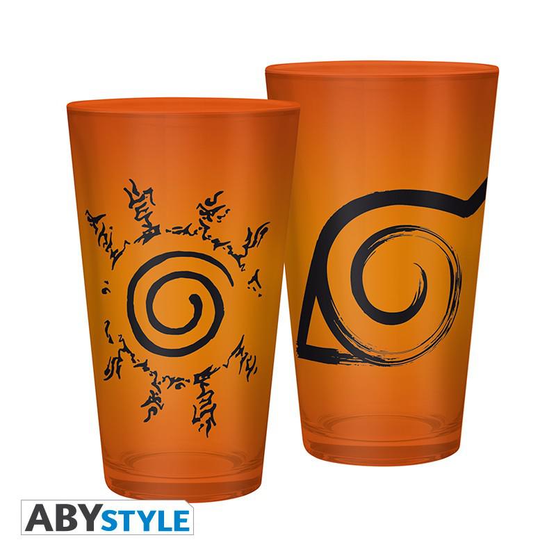 Preview: Konoha & Seal - Großes 400 ml Glas - Naruto Shippuden - AbyStyle