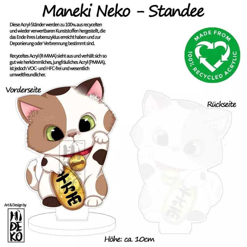 Preview: kawaii Maneki Neko dreifarbig - Glückskatze - Acrylaufsteller - Hideko Merchandise