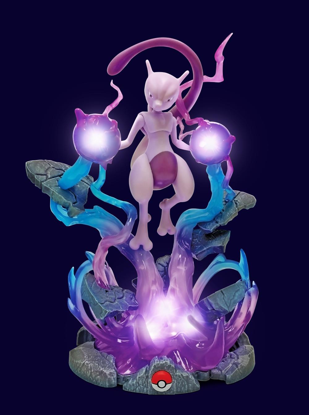 Preview: Mewtu - Pokémon Deluxe Statue mit Leuchtfunktion - Jazwares