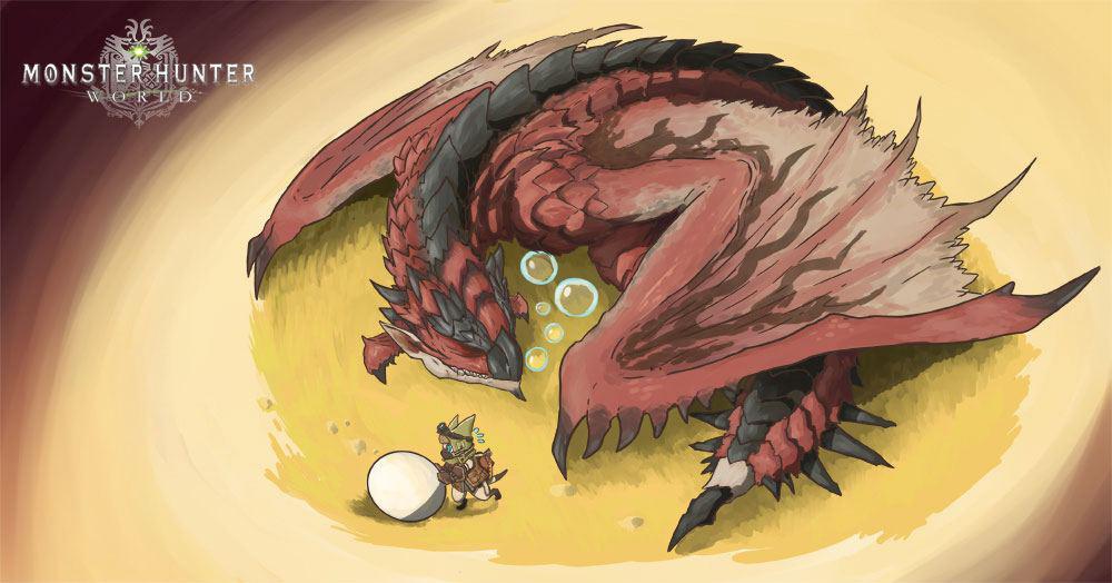 Preview: Rathalos & Palico Egg Quest - Monster Hunter World Handtuch - Sakami (150 x 75 cm)