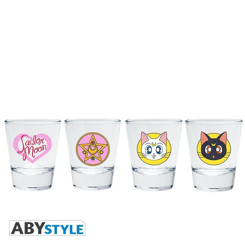 Preview: Sailor Moon Logo - Artemis - Luna - Brosch - Premium Schnapsgläser 4er Set