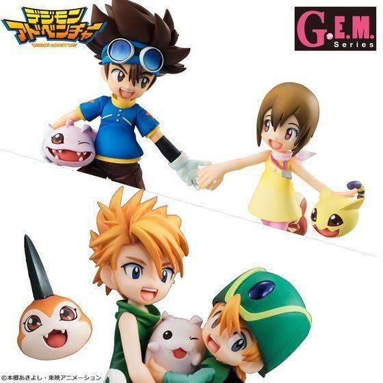 Preview: Tai,  Kari,  Matt und T.K. mit Koromon, Nyaromon, Tsunomon und Tokomon - Geschwister Set  - Megahouse G.E.M. Series