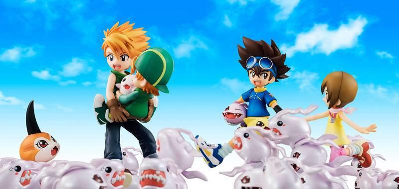 Preview: Tai,  Kari,  Matt und T.K. mit Koromon, Nyaromon, Tsunomon und Tokomon - Geschwister Set  - Megahouse G.E.M. Series