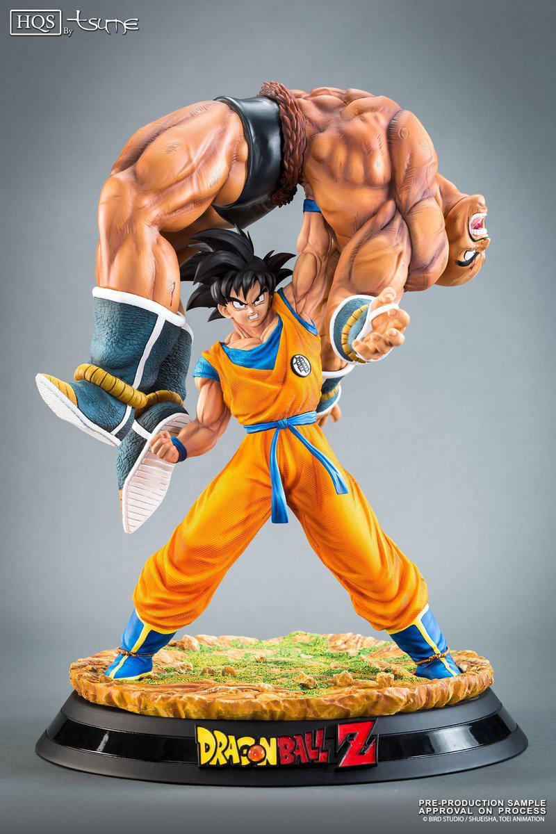 Preview: The Quiet Wrath of Son Goku (Son Goku und Nappa) - Limited HQS Statue - Set mit angepasster Enzan Vitrine