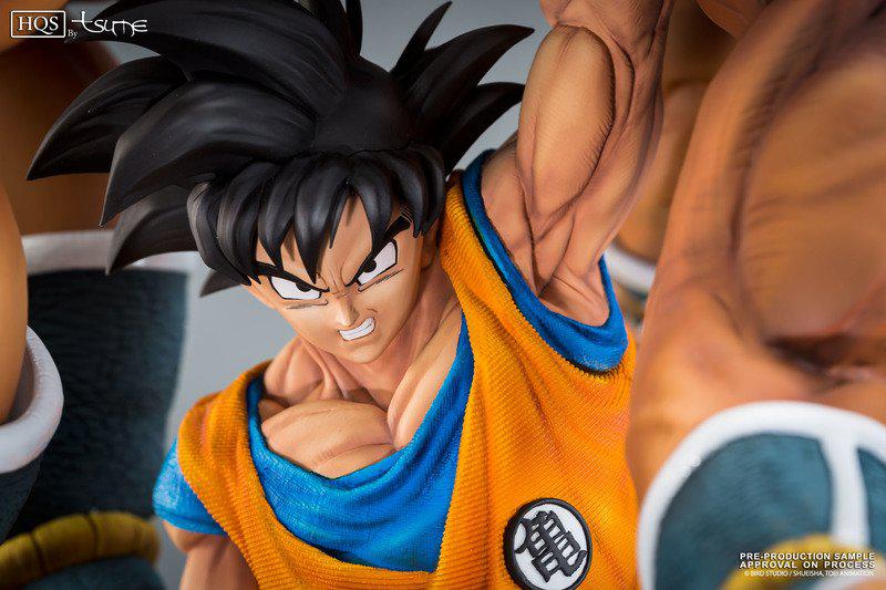 Preview: The Quiet Wrath of Son Goku (Son Goku und Nappa) - Limited HQS Statue - Set mit angepasster Enzan Vitrine