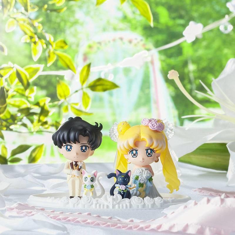 Preview: Usagi / Bunny Tsukino, Mamoru Chiba, Luna und Artemis - 4er Set - Sailor Moon Happy Wedding - Petit Chara