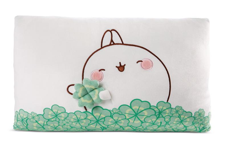 Preview: Molang - Molang mit Kleeblatt - Plüsch-Kissen - 43x25cm 