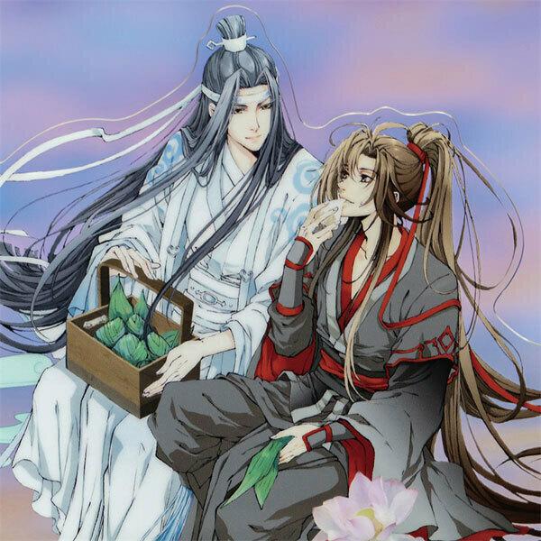 Preview: Wei Wuxian & Lan Wangji (Jiao shu Jin Jie Version) - The Master of Diabolism / Mo Dao Zu Shi - Acrylaufsteller,  Acrylblock, Glitzer Button + Karte Set - Hobby Rangers