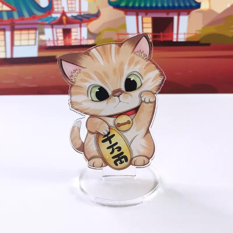 Preview: kawaii Maneki Neko orange - Glückskatze - Acrylaufsteller - Hideko Merchandise