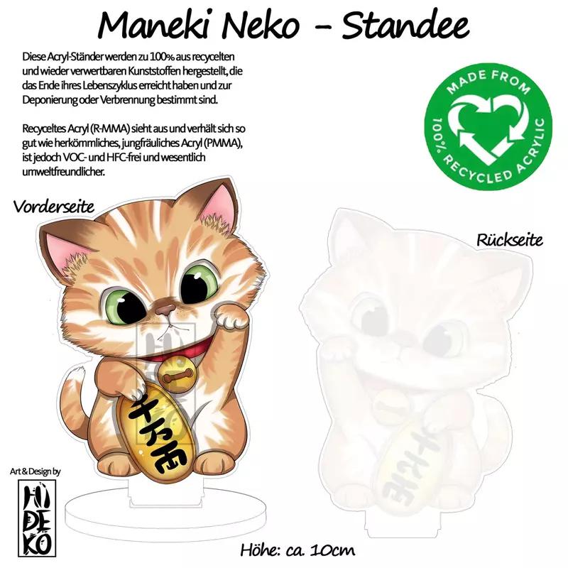 Preview: kawaii Maneki Neko orange - Glückskatze - Acrylaufsteller - Hideko Merchandise