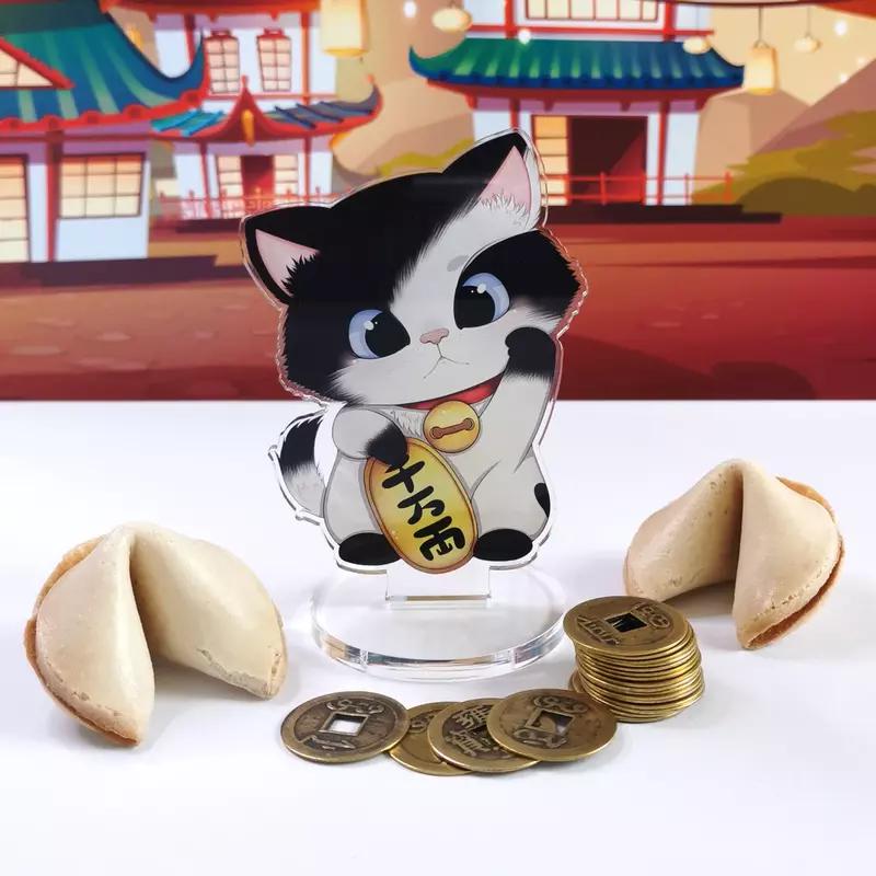 Preview: kawaii Maneki Neko schwarz weiß - Glückskatze - Acrylaufsteller - Hideko Merchandise