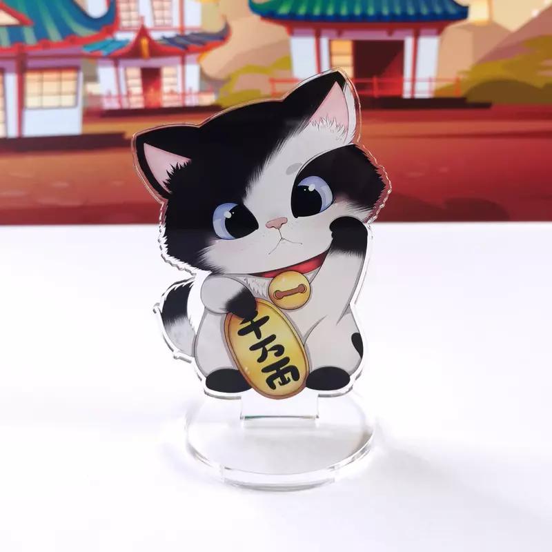 Preview: kawaii Maneki Neko schwarz weiß - Glückskatze - Acrylaufsteller - Hideko Merchandise