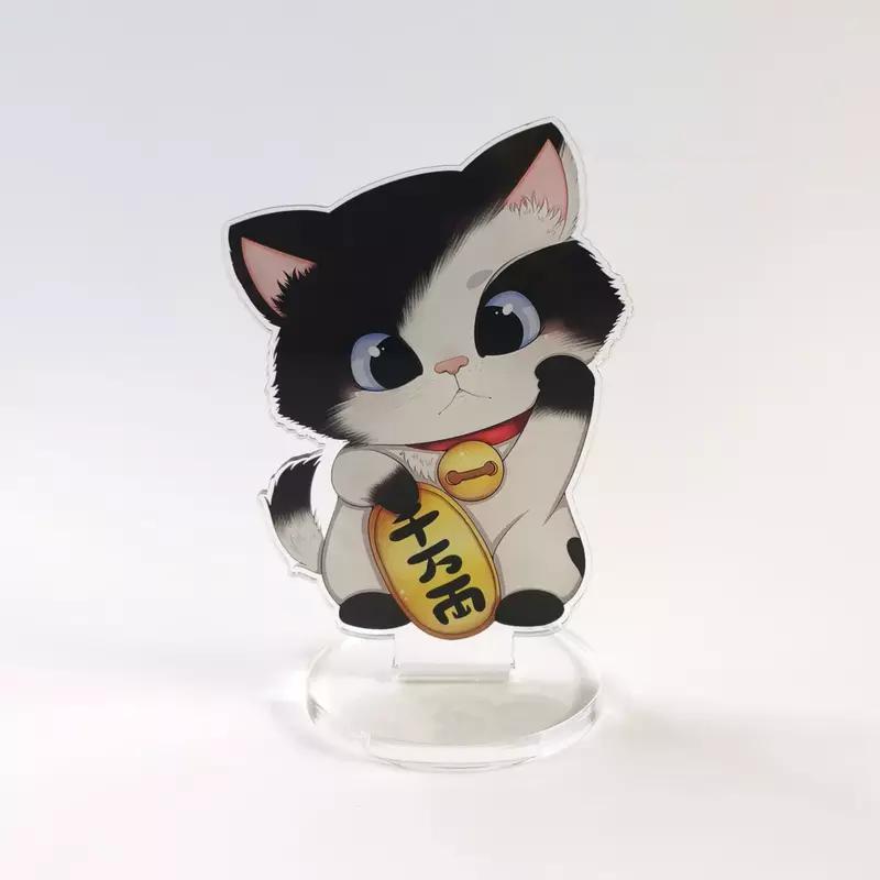 Preview: kawaii Maneki Neko schwarz weiß - Glückskatze - Acrylaufsteller - Hideko Merchandise