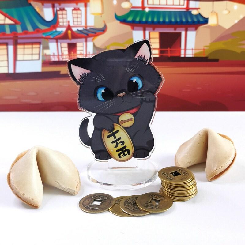 Preview: kawaii Maneki Neko schwarz - Glückskatze - Acrylaufsteller - Hideko Merchandise