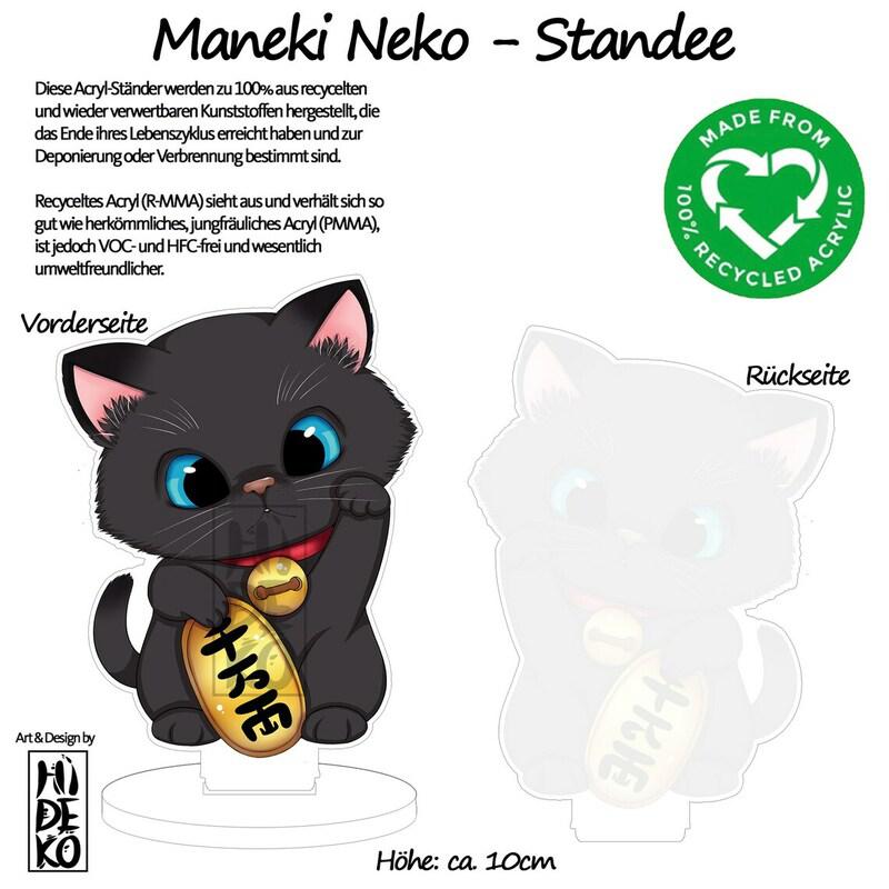 Preview: kawaii Maneki Neko schwarz - Glückskatze - Acrylaufsteller - Hideko Merchandise