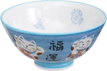 Kawaii Bowl - Glückskatzen Hellblau von Tokyo Design Studio