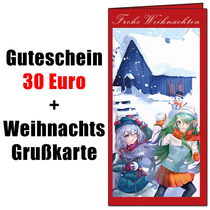 Gutschein - 30 Euro - mit Anime Weihnachtsgrußkarte