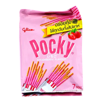 Pocky - Strawberry / Joghurt Erdbeere von GLICO - (Big Box mit 7 Packungen)