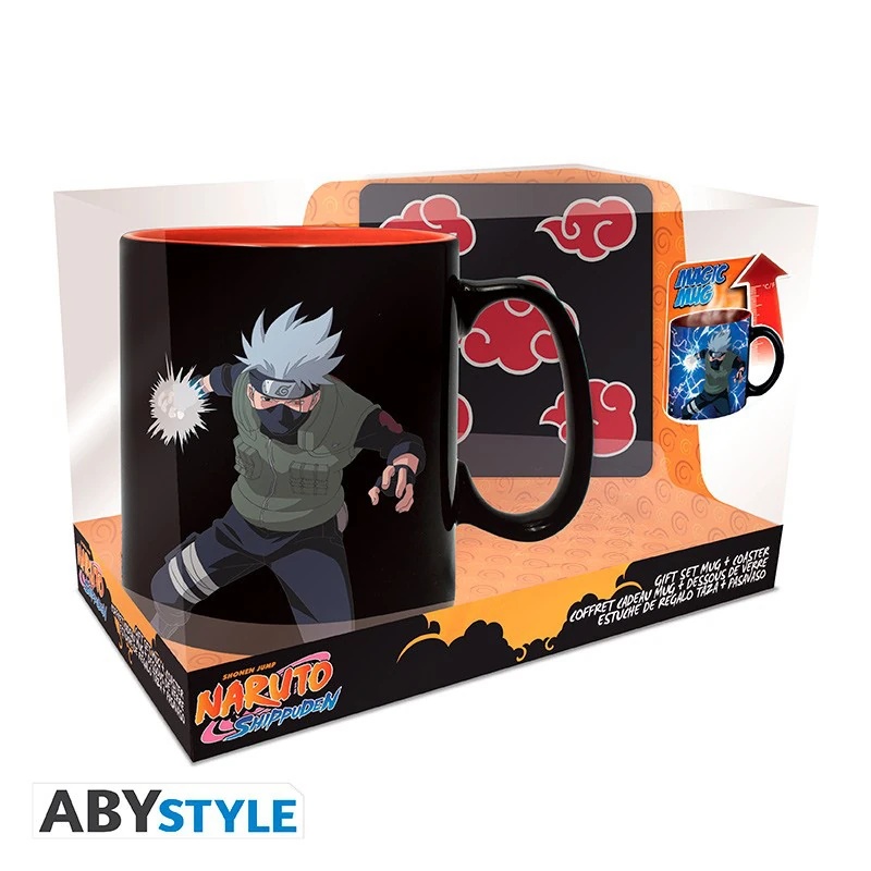 NARUTO SHIPPUDEN - Geschenkset - Zaubertasse mit Designänderung bei Hitze+ Untersetzer von ABYStyle