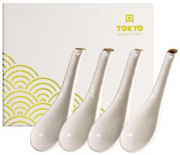 Nippon White Gold Rim Spoon Set (13.8x4.8cm.