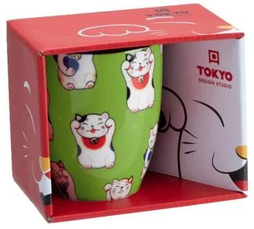 Kawaii Tasse - Japanische Winkekatze - Grüne Version von Tokyo Design Studio