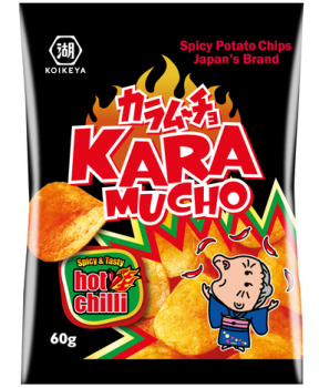 Japanische Karamucho Kartoffelchips mit HOT Chiligeschmack von Koikeya