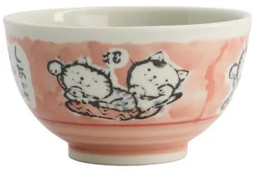 Kawaii Bowl - Verspielte Nekos - Pink von Tokyo Design Studio (600ml)