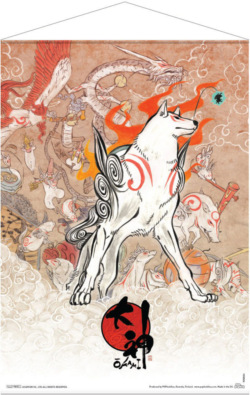 Amaterasu, Issun & Celestial Brush Gods - Wallscroll - Okami