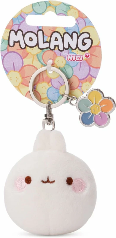 Molang mit Regenbogenblume Anhänger - Schlüsselanhänger 