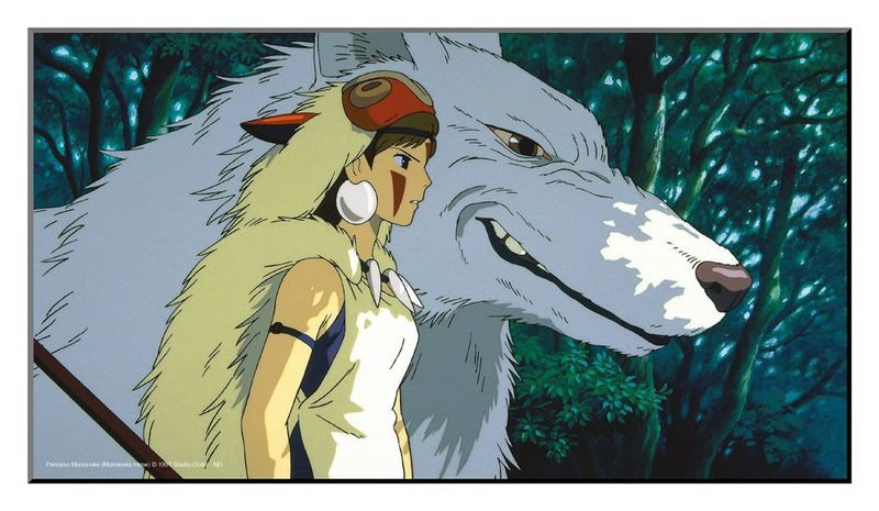 Mononoke und Moro - Prinzessin Mononoke Holzdruck - Semic