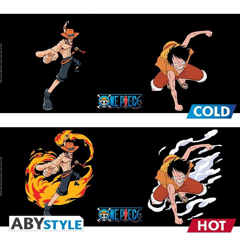 One Piece Tasse - Thermotasse - Zaubertasse - Farbwechseltasse - Ruffy und Ace