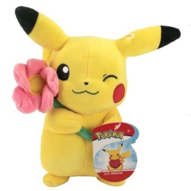 Pikachu - Pokémon Plüschtier mit Blume - 20 cm