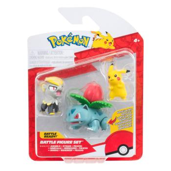 Pikachu, Miniras, Bisaknosp - Pokémon - Battle Figure Set 3er-Pack - Jazwares