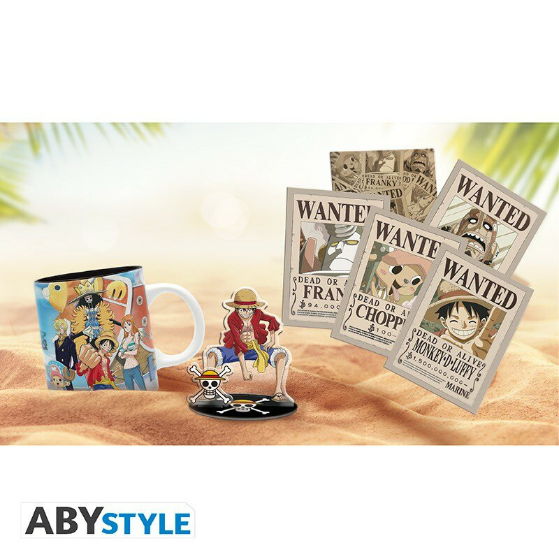 "Ruffy" - Geschenk-Set - One Piece - 320 ml Tasse + Acrylaufsteller + Postkarten - AbyStyle