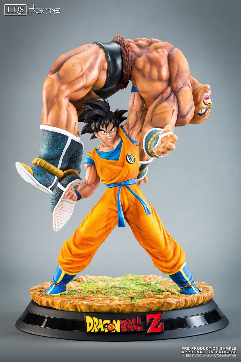 The Quiet Wrath of Son Goku (Son Goku und Nappa) - Limited HQS Statue - Set mit angepasster Enzan Vitrine