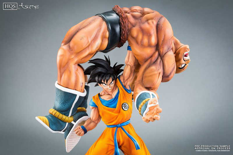 The Quiet Wrath of Son Goku (Son Goku und Nappa) - Limited HQS Statue - Set mit angepasster Enzan Vitrine