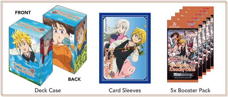 Weiss Schwarz - The Seven Deadly Sins - Supply Set - Deck Box, Folien und 5 Booster (Englische Version)