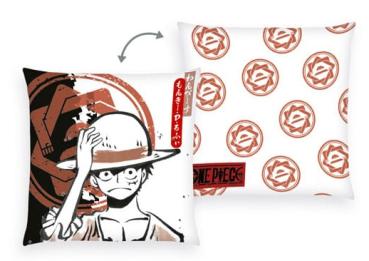 One Piece Kissen - Monkey D. Ruffy im Schwarz Weiß Style