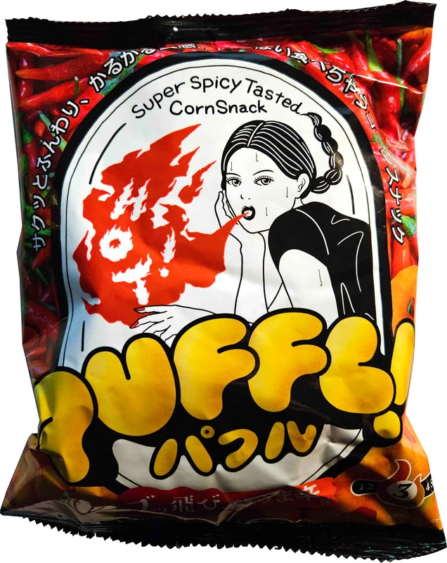 Japanischer Mais Snack mit Spicy Chili von PUFFL