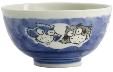 Kawaii Bowl - Eulen - Blau von Tokyo Design Studio (600ml)