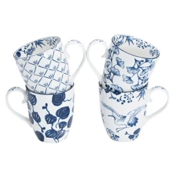 Geschenke Set Tasse "Flora Japonica" (4-teilig) von TOKYO Design Studio (380ml.) 