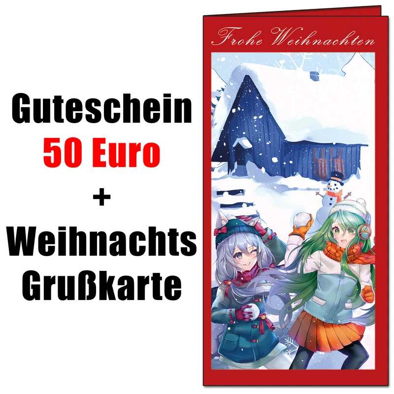 Gutschein - 50 Euro - mit Anime Weihnachtsgrußkarte