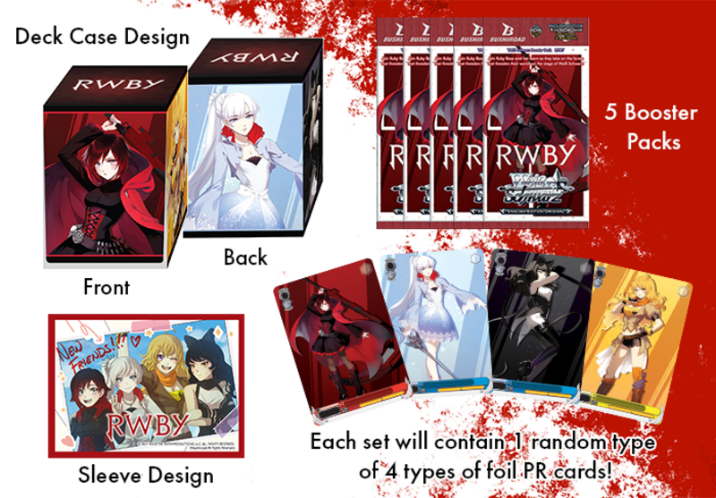 Weiss Schwarz - RWBY - Supply Set - Deck Box, Folien und 5 Booster (Englische Version)