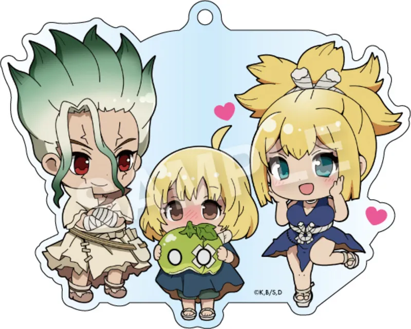 Senku, Kohaku & Suika - Dr. Stone - Acrylanhänger (Itsusho Acrylic Ball Chain) - F. Heart