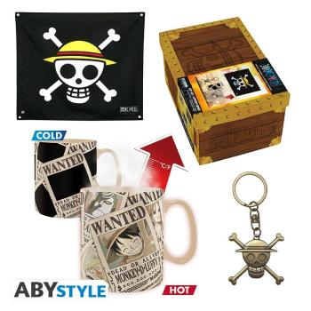 One Piece - Hochwertiges Premium-Geschenk-Set - Flagge + 3D Schlüsselanhänger + Heatchange/ Zaubertasse - AbyStyle