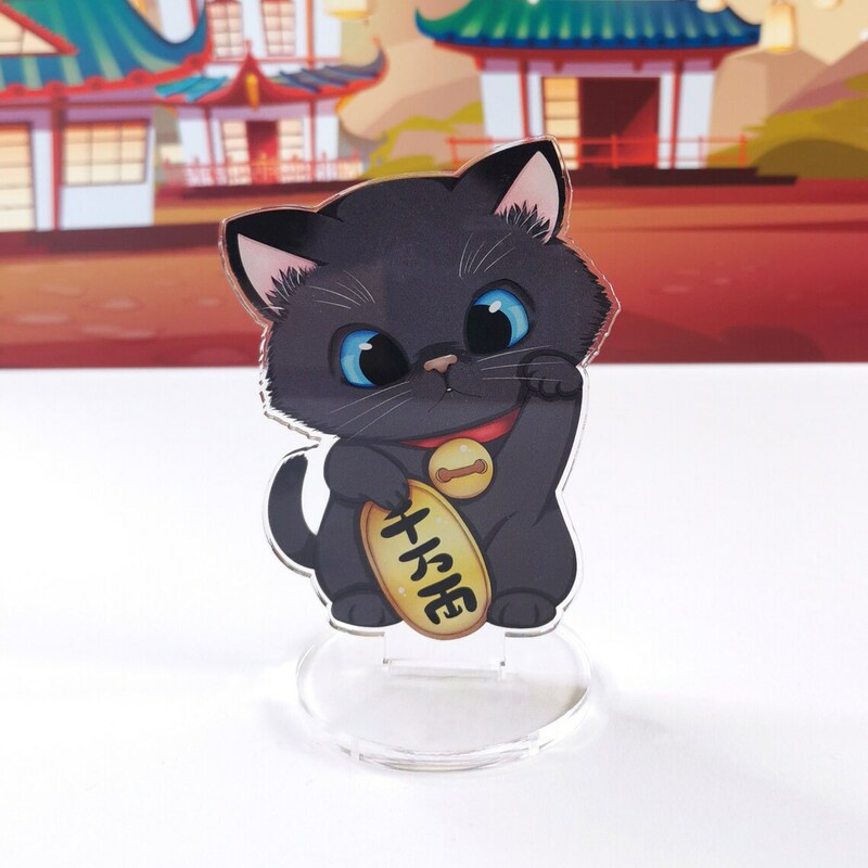 kawaii Maneki Neko schwarz - Glückskatze - Acrylaufsteller - Hideko Merchandise