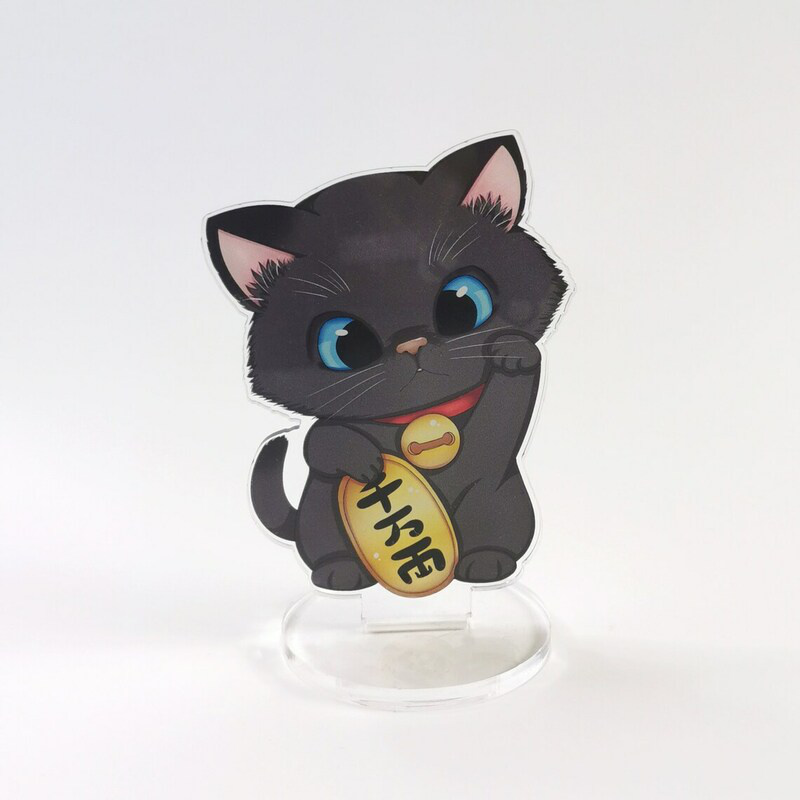 kawaii Maneki Neko schwarz - Glückskatze - Acrylaufsteller - Hideko Merchandise