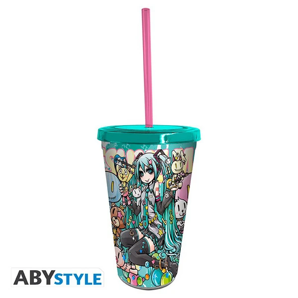 HATSUNE MIKU - Becher mit Trinkhalm - 470ml -