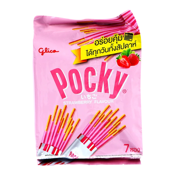 Pocky - Strawberry / Joghurt Erdbeere von GLICO - (Big Box mit 7 Packungen)